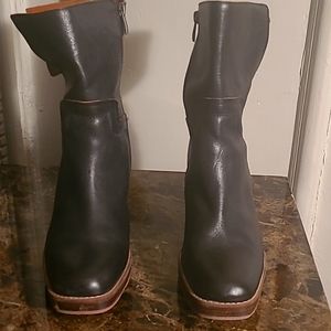 Womens black leather riding boots